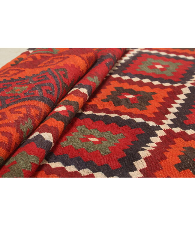 356x153cm  Oude stijl vintage kelim Runner Handgeweven woll Kelim Maimana