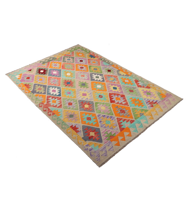 241x172 cm Handgeweven Traditionele Kelim Vloerkleed Wol Tapijt