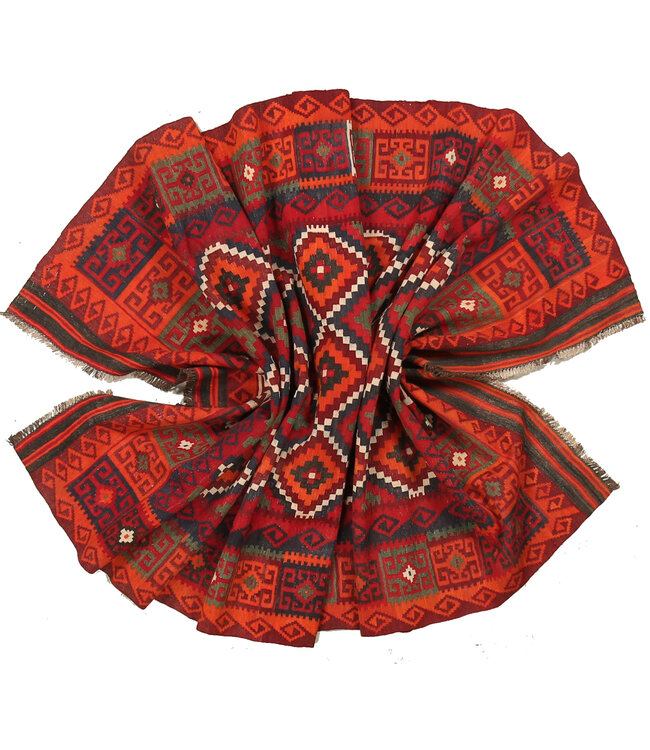 356x153cm Old style vintage kelim Runner Handwoven wool Kilim Maimana