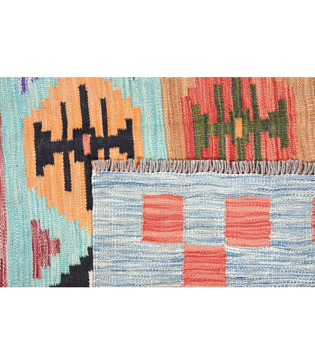 249x174 cm Handgeweven Traditionele Kelim Vloerkleed Wol Tapijt