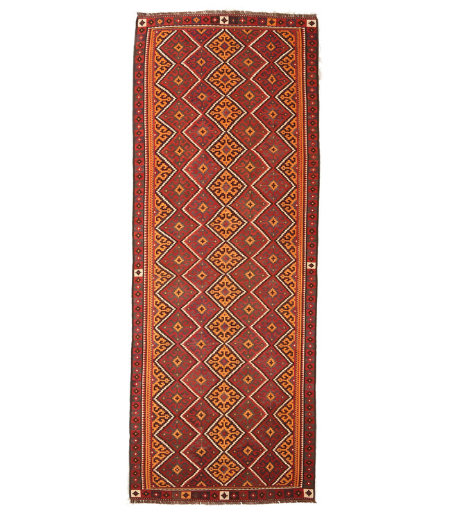 417x150cm Old style vintage kelim Runner Handwoven wool Kilim Maimana
