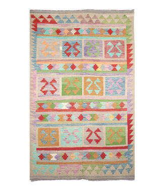 Kelimshop 255x168 cm Handgewebter Traditioneller Kelim Teppich Woll