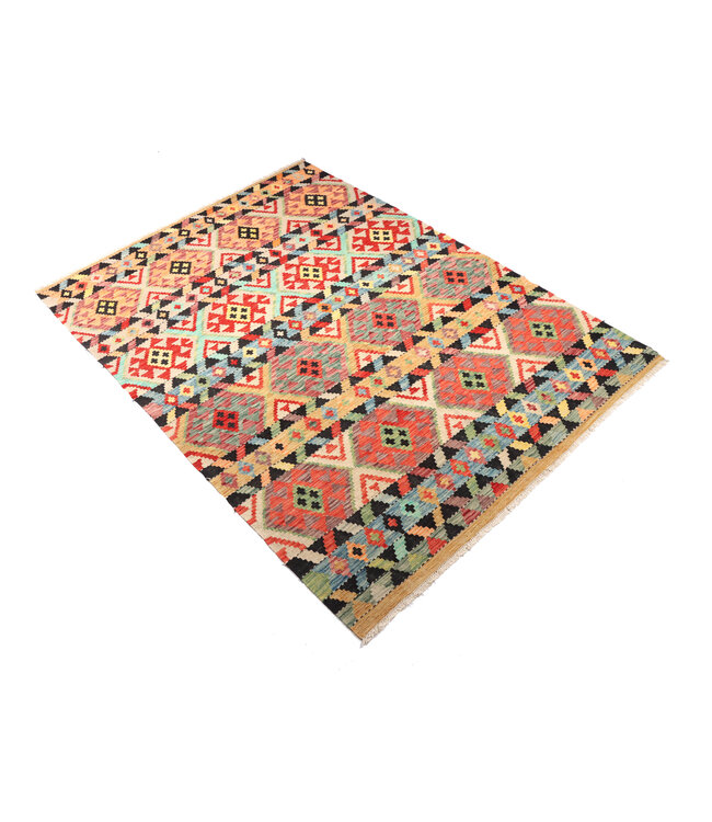 242x182 cm Handgeweven Traditionele Kelim Vloerkleed Wol Tapijt