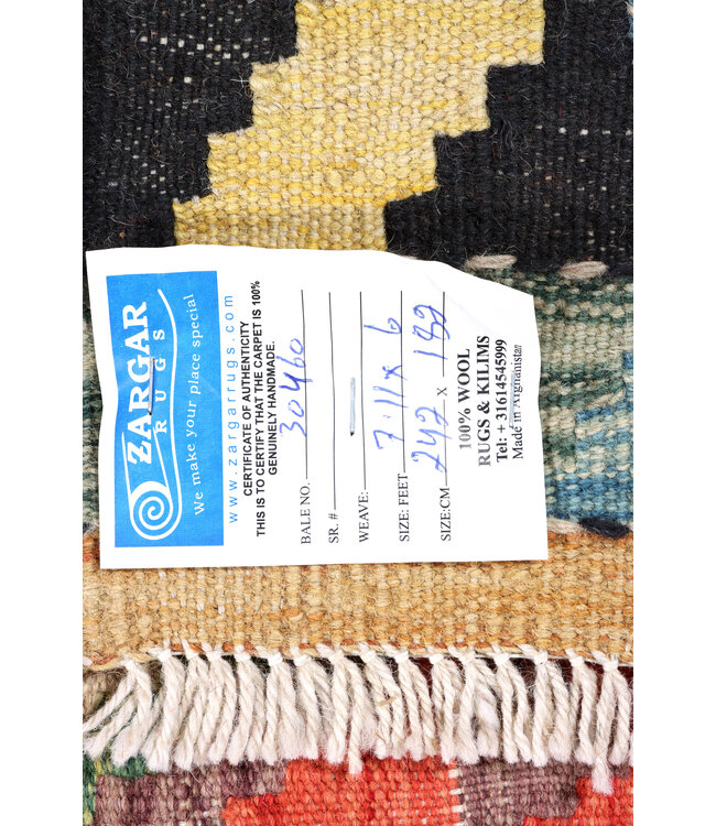 242x182 cm Handwoven Traditional Kelim Area Rug Wool Carpet