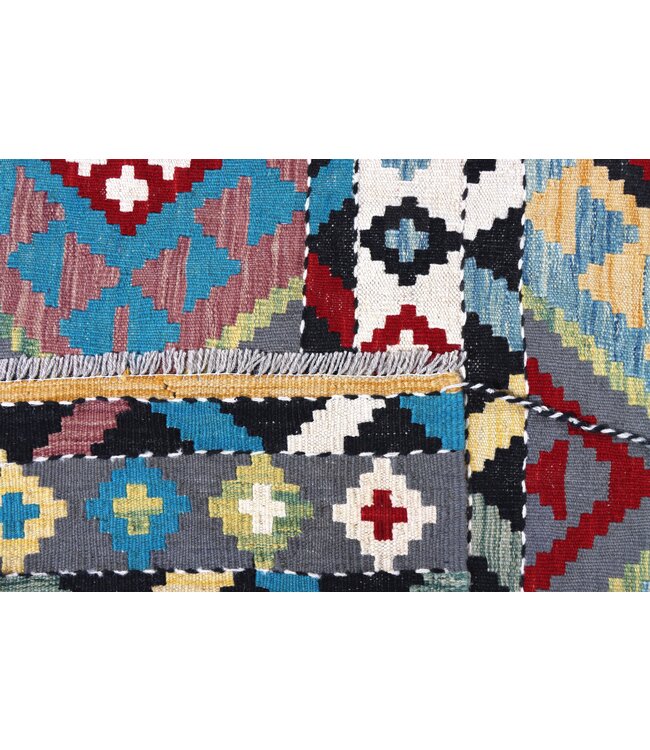 247x178 cm Handgeweven Traditionele Kelim Vloerkleed Wol Tapijt