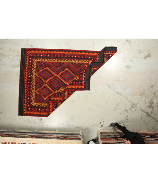 339x231 cm Vintage Kelim teppich im alten Stil aus 100 % Wolle Maimana