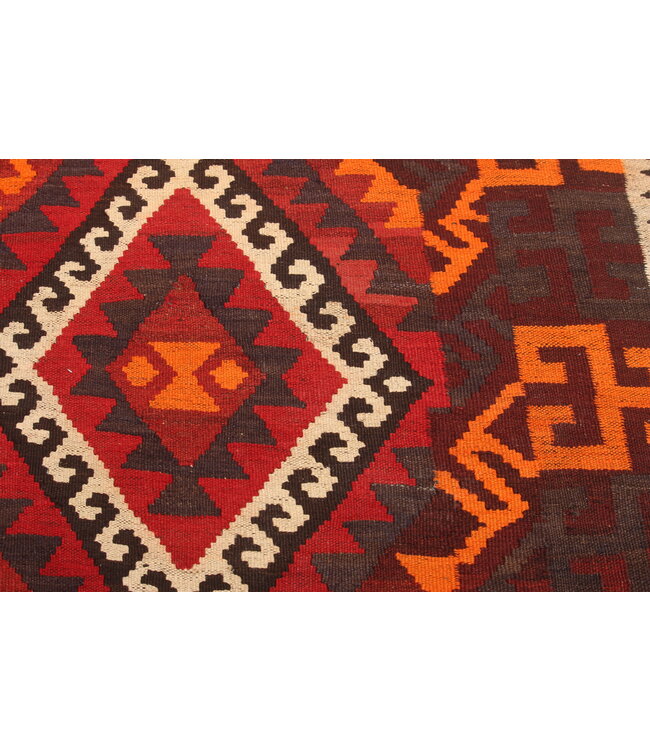 336x159cm  Oude stijl vintage kelim Runner Handgeweven woll Kelim Maimana