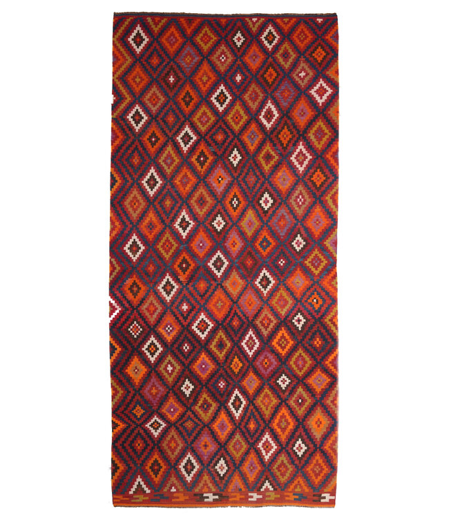 426x188cm  Oude stijl vintage kelim Runner Handgeweven woll Kelim Maimana