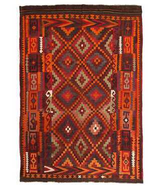 Kelimshop 331x223 cm Vintage Kelim teppich im alten Stil aus 100 % Wolle Maimana