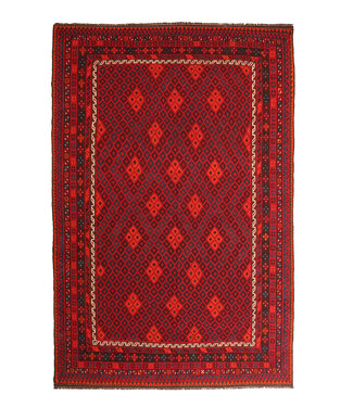 Kelimshop 403x254cm  Vintage Kelim teppich im alten Stil aus 100 % Wolle Maimana