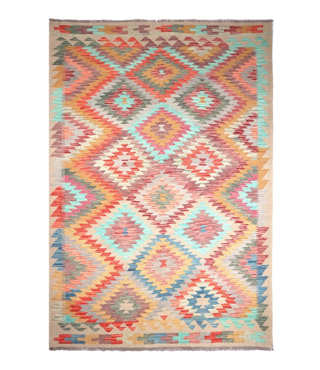 247x173 cm Handgewebter Traditioneller Kelim Teppich Woll