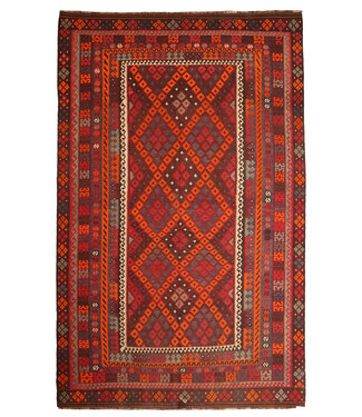 Kelimshop 437x263cm  Vintage Kelim teppich im alten Stil aus 100 % Wolle Maimana