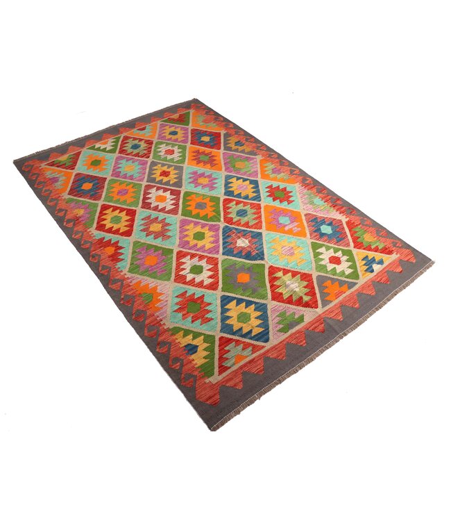 241x170 cm Handgeweven Traditionele Kelim Vloerkleed Wol Tapijt