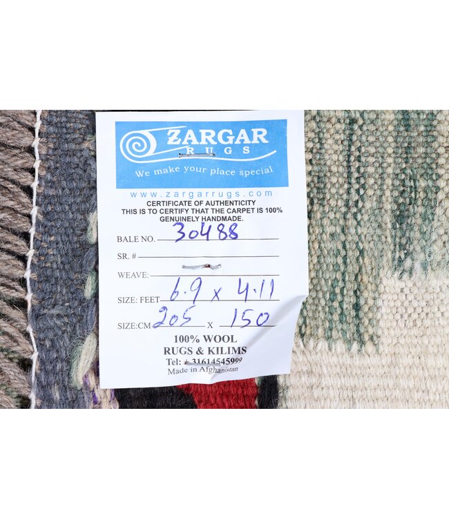 205x150 cm Handwoven Traditional Kelim Area Rug Wool Carpet