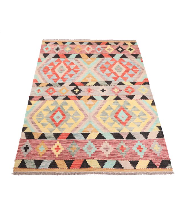 207x146 cm Handgeweven Traditionele Kelim Vloerkleed Wol Tapijt