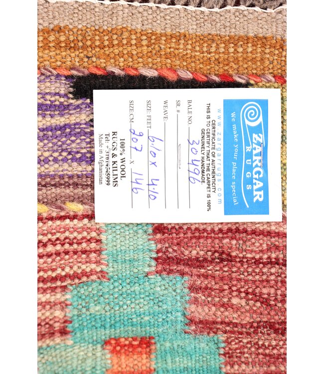 207x146 cm Handwoven Traditional Kelim Area Rug Wool Carpet