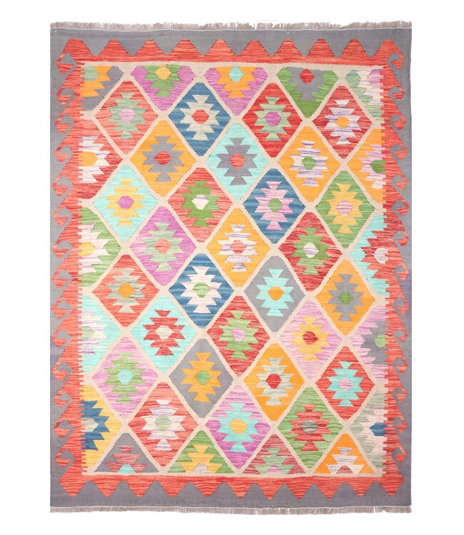 203x157 cm Handgewebter Traditioneller Kelim Teppich Woll