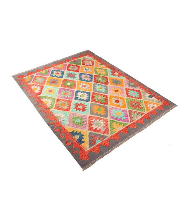 203x157 cm Handwoven Traditional Kelim Area Rug Wool Carpet