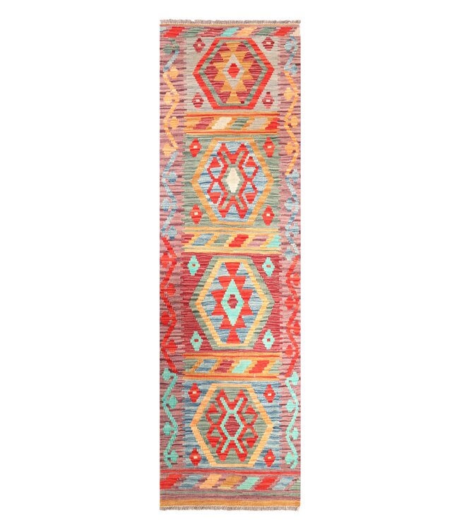205x60 cm Handgewebter Kelim Läufer  Wollteppich