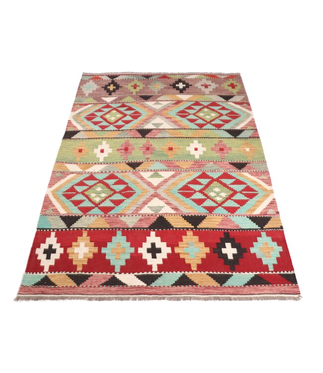 218x153 cm Handwoven Traditional Kelim Area Rug Wool Carpet