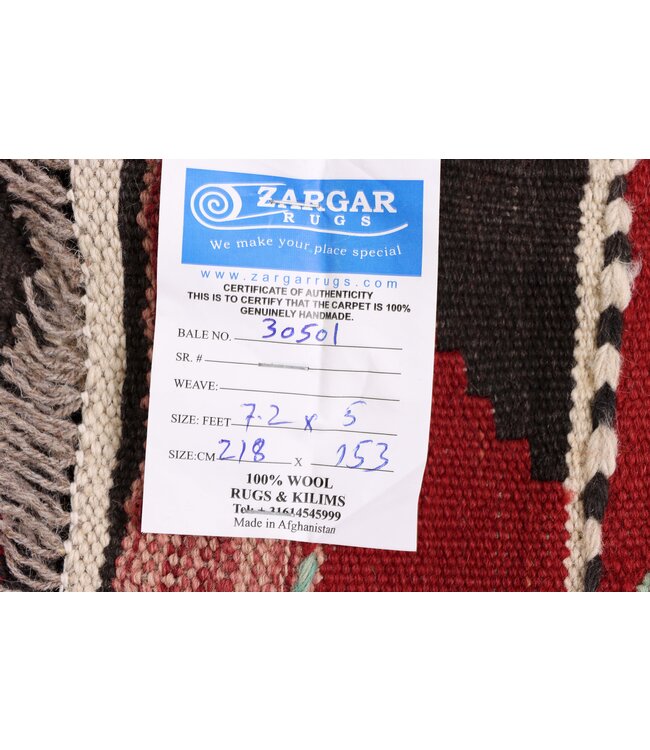 218x153 cm Handwoven Traditional Kelim Area Rug Wool Carpet