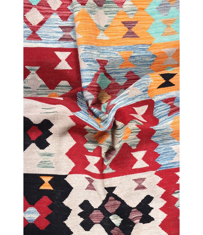 200x150 cm Handgeweven Traditionele Kelim Vloerkleed Wol Tapijt