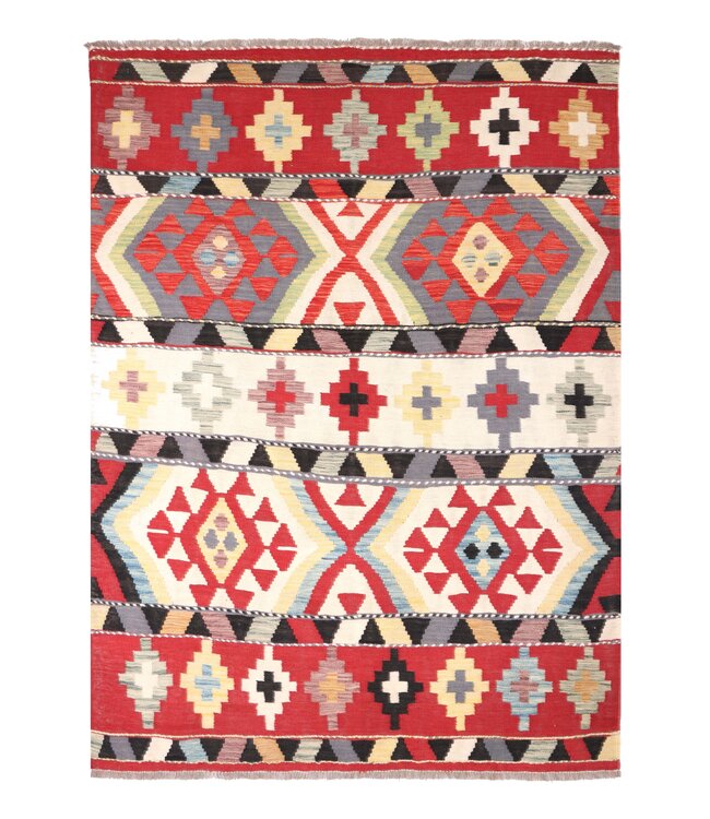 203x154 cm Handgewebter Traditioneller Kelim Teppich Woll