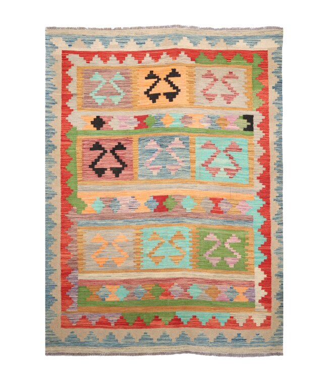 202x151 cm Handwoven Traditional Kelim Area Rug Wool Carpet