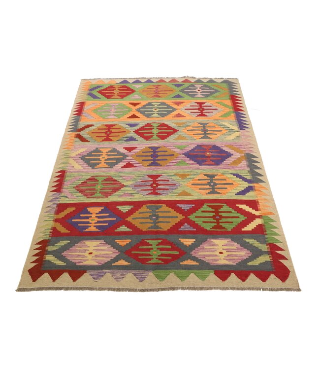 208x148 cm Handgewebter Traditioneller Kelim Teppich Woll