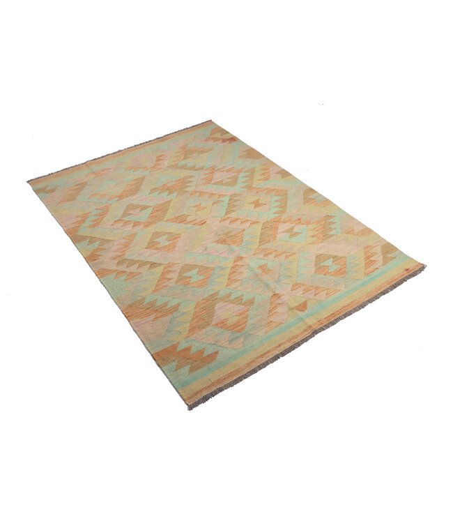 193x142 cm Handgewebter Traditioneller Kelim Teppich Woll