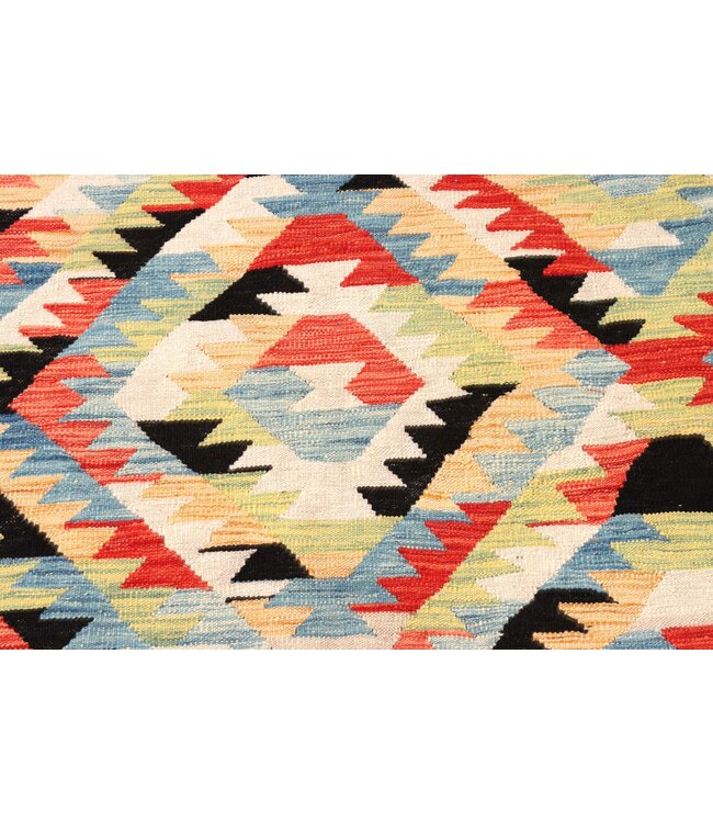 198x148 cm Handgeweven Traditionele Kelim Vloerkleed Wol Tapijt