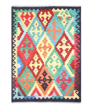 Kelimshop 196x147 cm Handgeweven Traditionele Kelim Vloerkleed Wol Tapijt Kelimshop 196x147 cm Handgeweven Traditionele Kelim Vloerkleed Wol Tapijt
