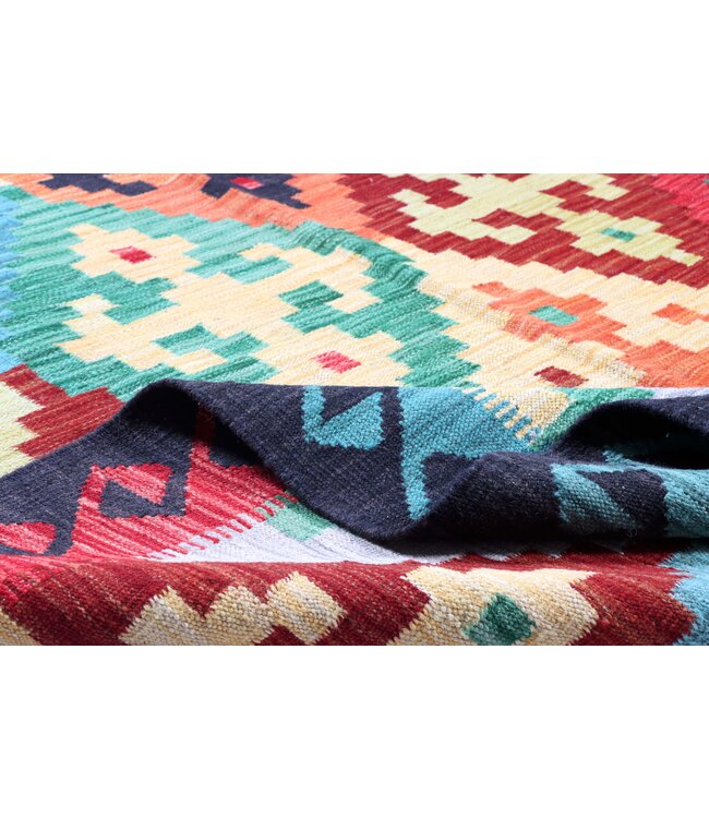 196x147 cm Handwoven Traditional Kelim Area Rug Wool Carpet