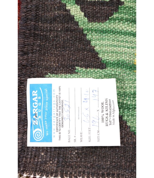 196x147 cm Handgeweven Traditionele Kelim Vloerkleed Wol Tapijt