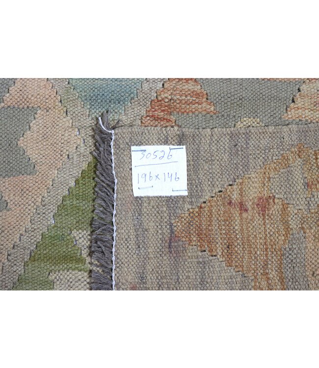 196x146 cm Handgewebter Traditioneller Kelim Teppich Woll