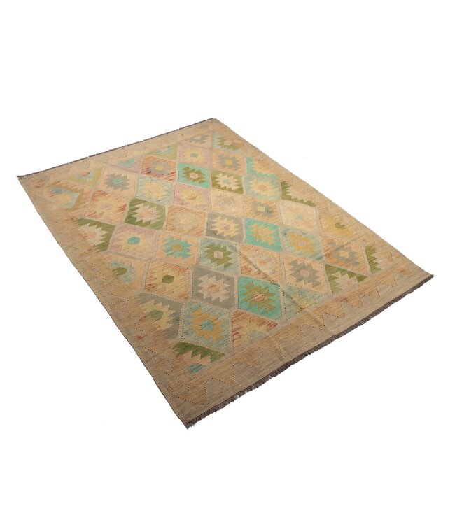 196x146 cm Handwoven Traditional Kelim Area Rug Wool Carpet