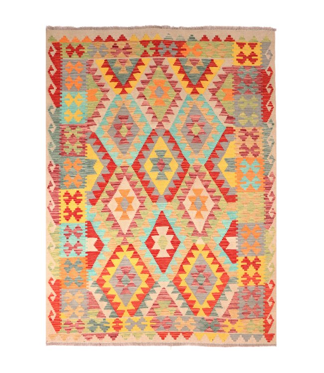 201x147 cm Handwoven Traditional Kelim Area Rug Wool Carpet