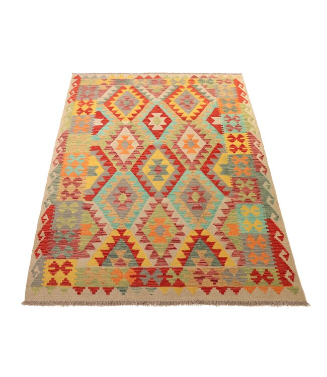 201x147 cm Handwoven Traditional Kelim Area Rug Wool Carpet