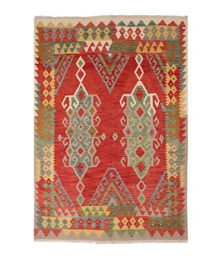 Kelimshop 204x150 cm Handgewebter Traditioneller Kelim Teppich Woll