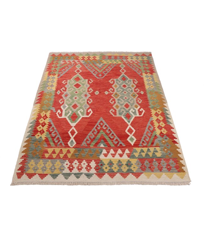 204x150 cm Handgewebter Traditioneller Kelim Teppich Woll