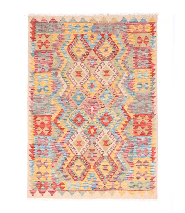 176x127  cm Handgeweven Traditionele Kelim Vloerkleed Wol Tapijt