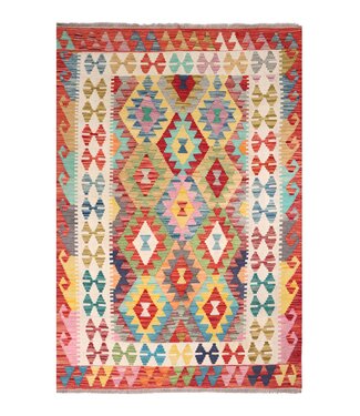 Kelimshop 183x131  cm Handgewebter Traditioneller Kelim Teppich Woll