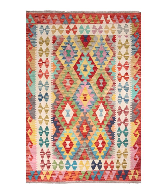 183x131  cm Handwoven Traditional Kelim Area Rug Wool Carpet