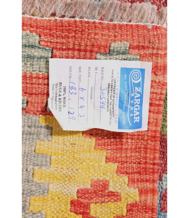 183x129  cm Handwoven Traditional Kelim Area Rug Wool Carpet