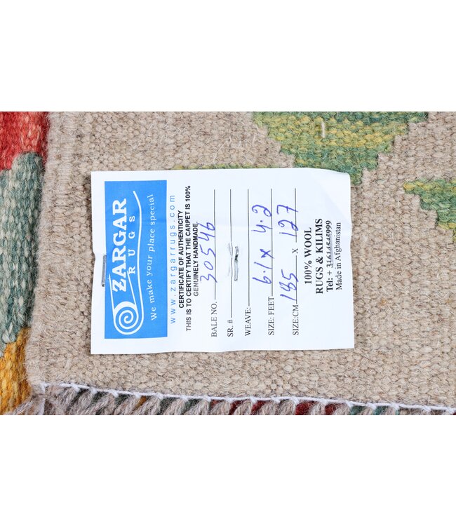 185x127 cm Handgeweven Traditionele Kelim Vloerkleed Wol Tapijt