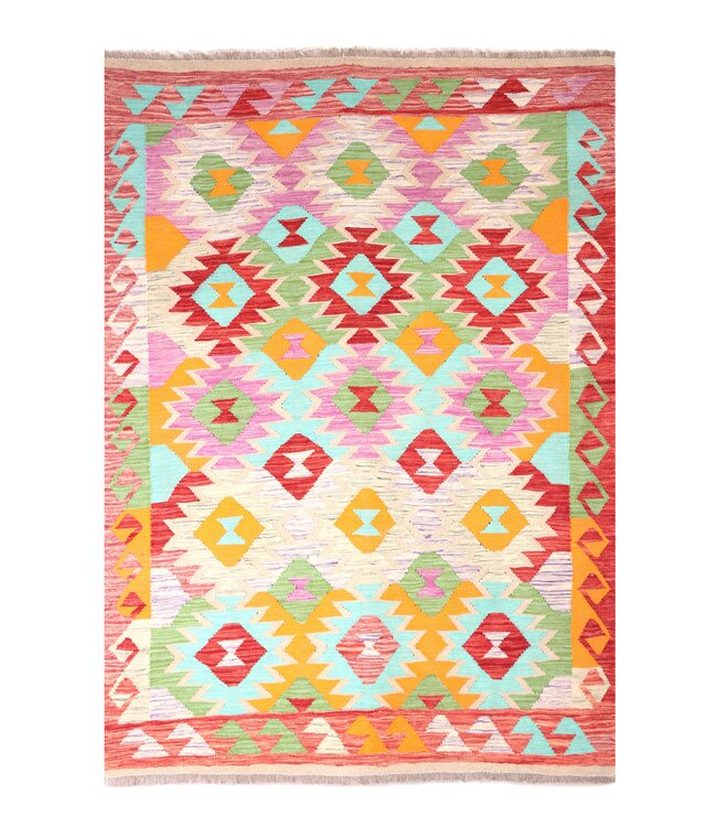 194x143 cm Handgewebter Traditioneller Kelim Teppich Woll