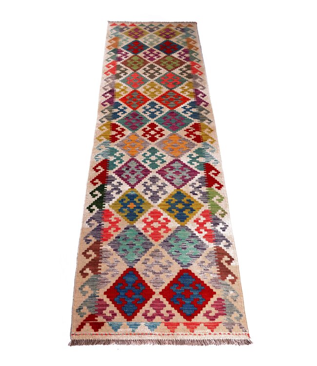 300x81 cm Handwoven Kelim Runner Wool Rug