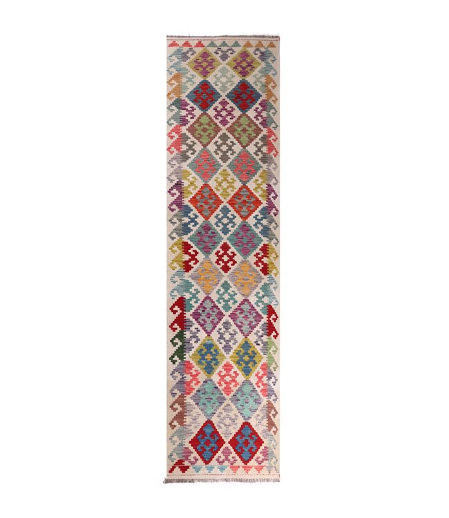 300x81 cm Handwoven Kelim Runner Wool Rug