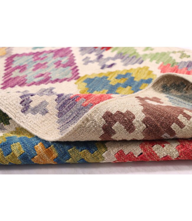 300x81 cm Handgeweven Kelim Loper  Wol  Vloerkleed Tapijt