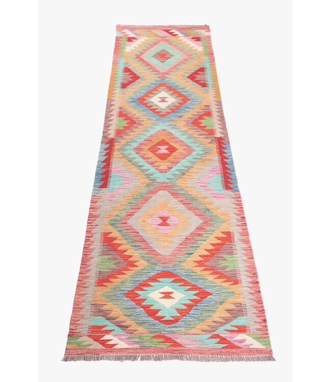297x87 cm Handwoven Kelim Runner Wool Rug